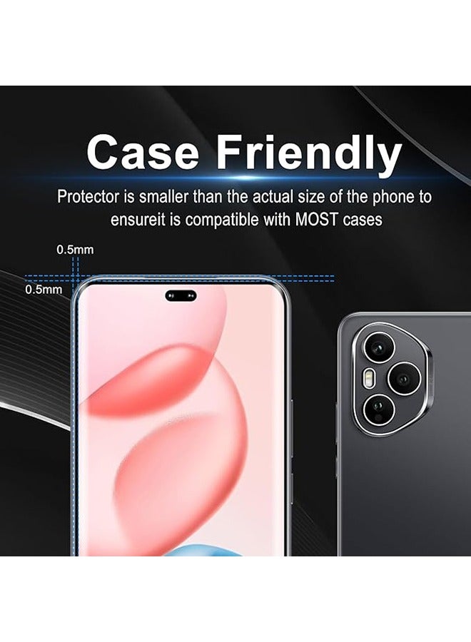 2 Pcs Honor 400 Pro 5G Screen Protector, With 2 Pcs Camera Protective Film, 9H Tempered Glass Screen Protector for Honor 400 Pro 5G, Full Coverage Bubble-Free Tempered Film, Anti-Scratch Film (Edge Adhesive)  - Image 3
