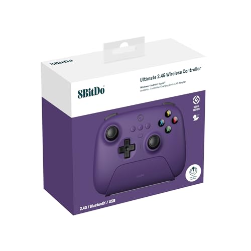 8Bitdo Ultimate 2.4G Wireless Controller, Hall Effect Joystick Update, Gaming Controller with Charging Dock for PC, Android, Steam Deck & Apple, Purple - Image 5