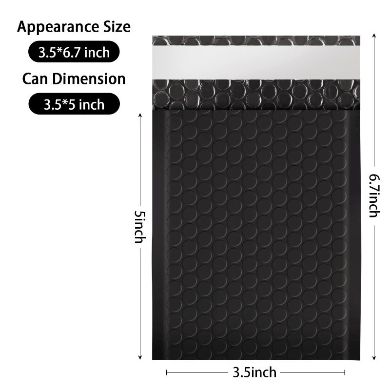 Dasen Bubble Mailers 3.5x5 Inch 50 Pcs,Small Self-Sealing Mail Shipping Bags,Black Padded Envelopes #0000 - Image 2