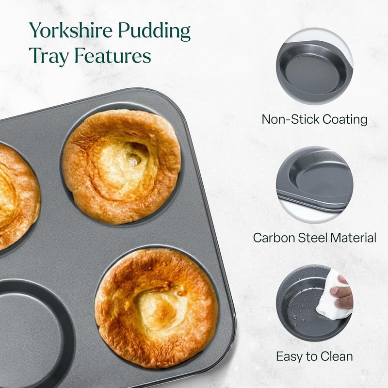 وينسم صينية بودينج يوركشاير وينسوم ( Yorkshire Pudding Tray) مكونة من 4 أكواب لصنع المافن، منتج عالي الجودة مقاوم للالتصاق، مناسبة للخبز في الفرن أو التحميص. (عبوتان) - Image 3