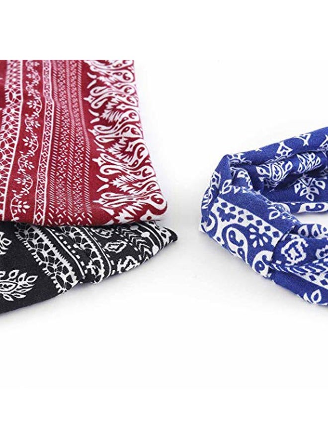 Bohend Boho Headbands Wide knotted Hair Bands Fashion Printing Bandeau Travel Stretchy Cotton Headband Sport Yoga Hair Accessories for Women and Girls (A) - Image 5