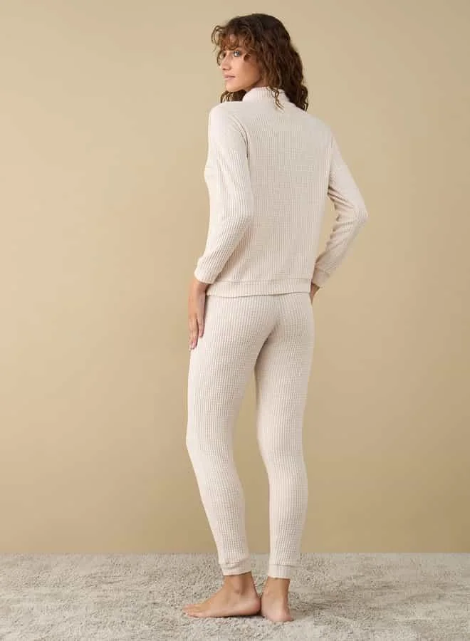 سبلاش فيڤ Textured High Neck Top and Pyjama Set