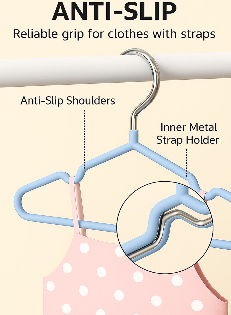 30 Pack Stainless Steel Kids Hangers Children's and Baby Non-Slip Metal Hangers (1-8 Years) 30 قطعة علاقة ملابس اطفال ستانلس ستيل - منظم خزانة اطفال Heavy Duty, Anti-Rust, Space Saving, Strong Grip for Jackets, School Uniforms  - Image 4