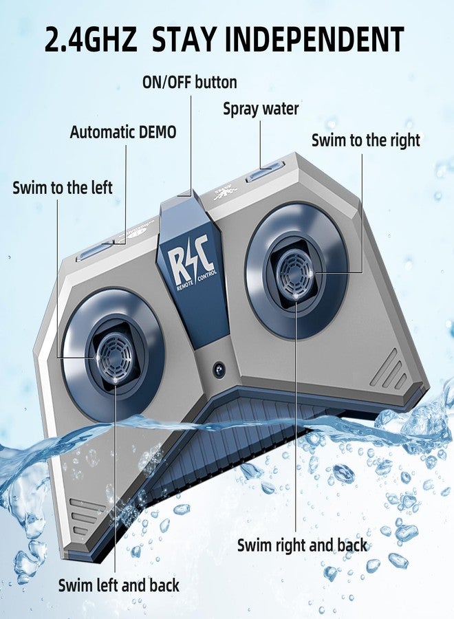 TEMI Remote Control Shark Toy for Kids Boys 3-5, Simulation RC Sharks with Light Water Spraying RC Boat for Lake, Bathroom, Pool, Christmas Birthday Gifts for Aged 3 4 5 6 7 8 9 Girls Toddlers(Blue) - Image 5