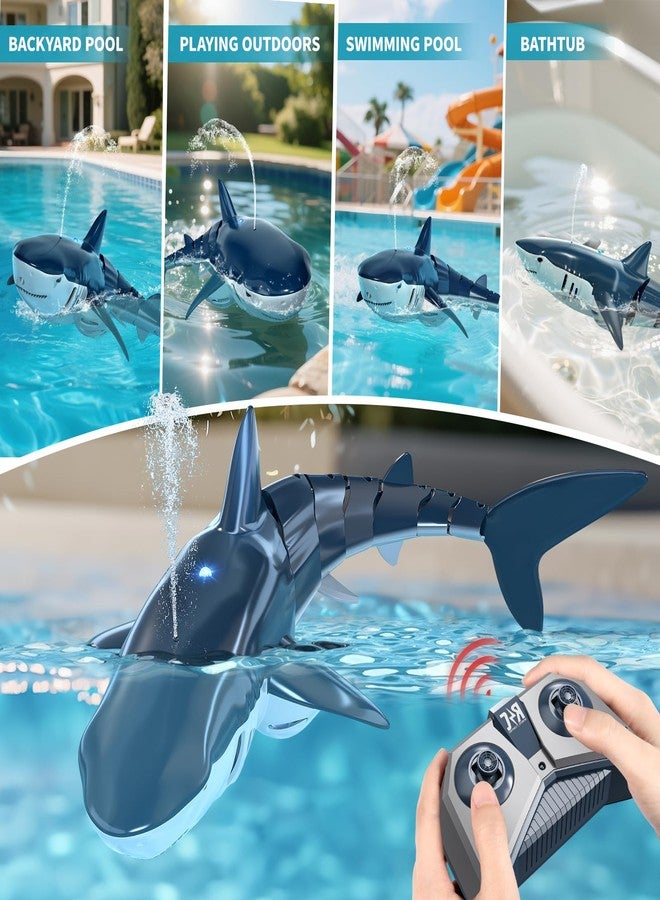 TEMI Remote Control Shark Toy for Kids Boys 3-5, Simulation RC Sharks with Light Water Spraying RC Boat for Lake, Bathroom, Pool, Christmas Birthday Gifts for Aged 3 4 5 6 7 8 9 Girls Toddlers(Blue) - Image 3