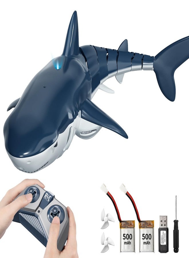 TEMI Remote Control Shark Toy for Kids Boys 3-5, Simulation RC Sharks with Light Water Spraying RC Boat for Lake, Bathroom, Pool, Christmas Birthday Gifts for Aged 3 4 5 6 7 8 9 Girls Toddlers(Blue) - Image 1