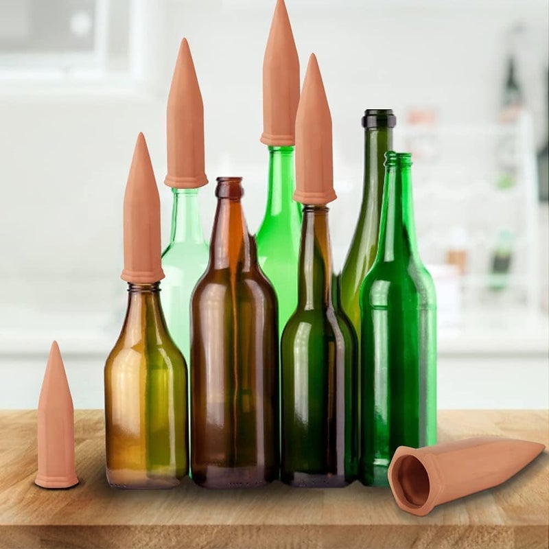 Tcamp 10 Pack Terracotta Watering Spikes, Plant Watering Devices Wine Bottle Automatic Plant Self Watering Spikes for Vacations, Self-Watering Stakes for Indoor Outdoor Plants - Image 3