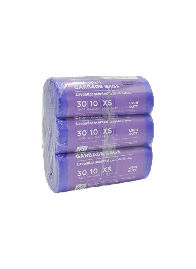 cleaning superstore Multi-Purpose Fragrance Scented Garbage Bag Roll for Garbage Bin/Dust Bin/Waste Basket/10 Gallons/30 Bags/54x60 cm/Lavender (Pack Of 3)  - Image 2
