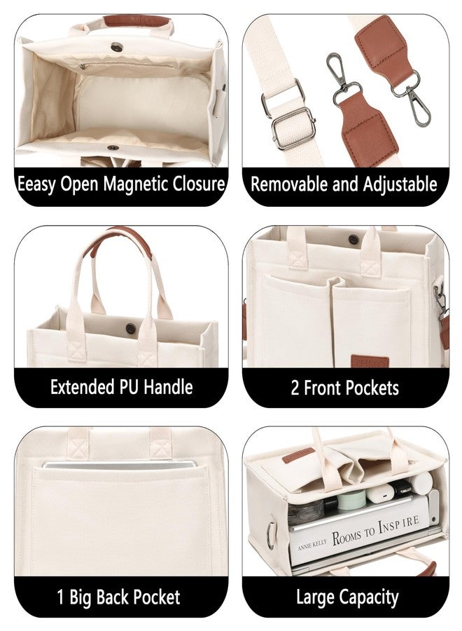 ZHMO Large Canvas Tote Bag for Women With Pockets,Laptop Crossbody Purses Everything Shoulder Bag Handbags for Work Book Gift - Image 5