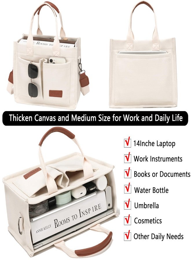 ZHMO Large Canvas Tote Bag for Women With Pockets,Laptop Crossbody Purses Everything Shoulder Bag Handbags for Work Book Gift - Image 4