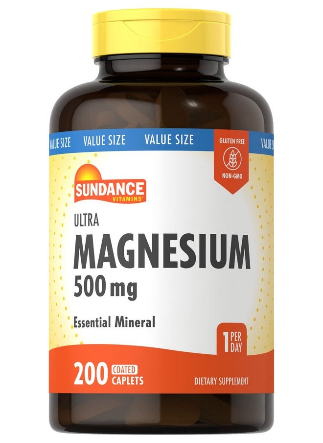 Sundance - Magnesium 500Mg ; 200 Caplets ; Essential Mineral Supplement ; Vegetarian Nongmo And Gluten Free Formula ; By Sundance - Image 1