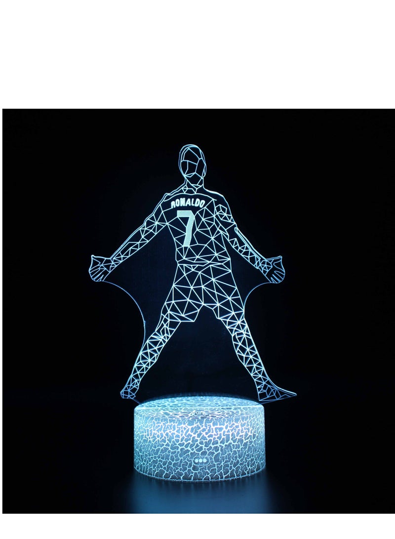 althiqahkey LED Night Light Football Player Nightlight 3D Lamp Bedroom Décor Touch and Remote Mode Ronaldo 7 - Image 1