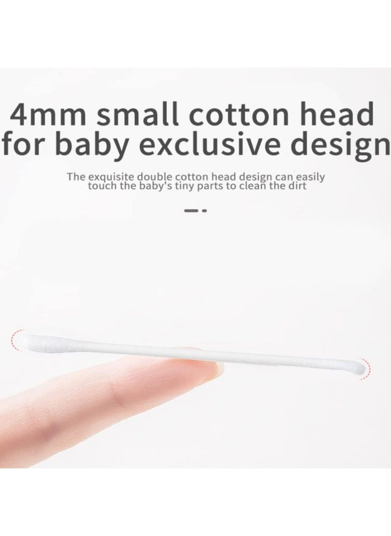 Bebiland - 400Pcs Baby Cotton Swabs, Ear Cleaners, Double-headed Design, Biodegradable Baby Cotton Buds Kids Safety Swabs,  Applicator Cleaning Sticks Wax Cleaner for Baby Ear Nose Clean - Image 1