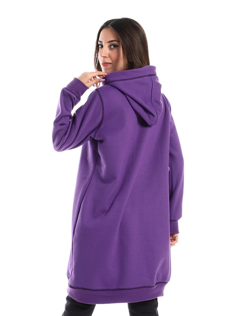 Caesar Woman Long Hoodie With Two Pocket And Sewing Design  - Image 3