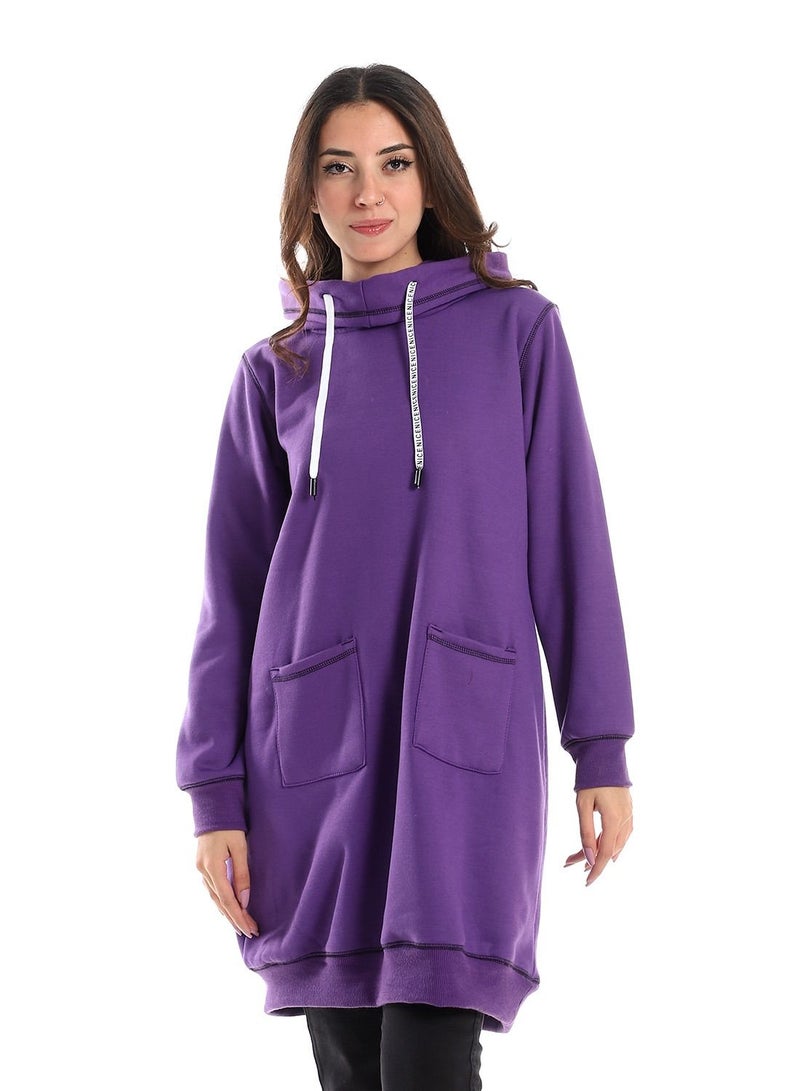 Caesar Woman Long Hoodie With Two Pocket And Sewing Design  - Image 1