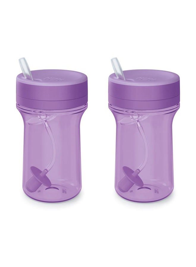 NUK Everlast Weighted Straw Cup, Super-Durable Leakproof Toddler Sippy Cup, Purple, 10 Oz, 2 Count (Pack of 1) - Image 1
