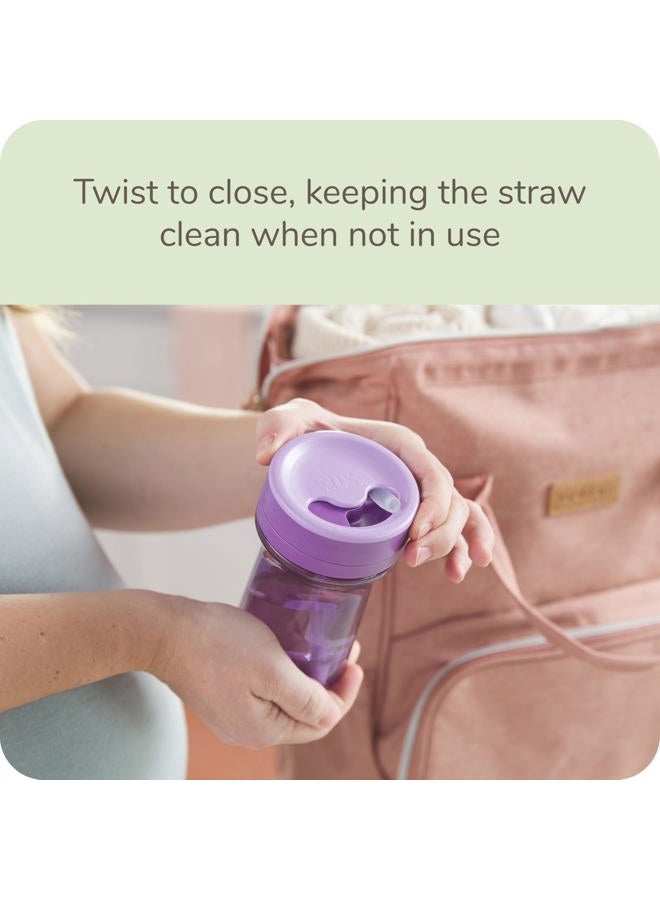 NUK Everlast Weighted Straw Cup, Super-Durable Leakproof Toddler Sippy Cup, Purple, 10 Oz, 2 Count (Pack of 1) - Image 4