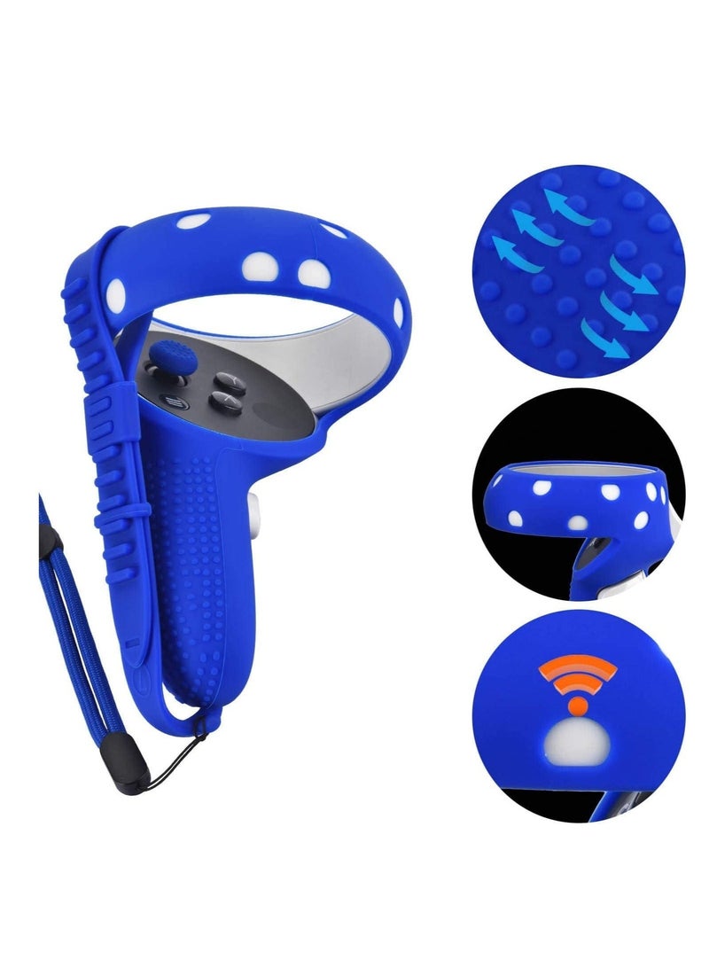 VR Controller Accessories, Silicone Controller Grip Cover for Oculus Quest 2 with Face Cover Combo, VR Headset Accessories Sweatproof Anti Collision - Image 5