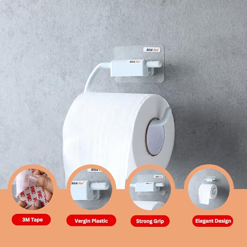 SF - Stick Fast Self-Adhesive Toilet Paper Holder With 3M Sticker For Wall Mount Tissue Paper Roll Dispenser For Kitchen & Bathroom (Pack Of 1, Snow White) - Image 4