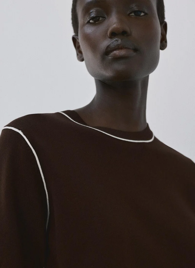 مانجو Fine knit sweater with contrasting stripes