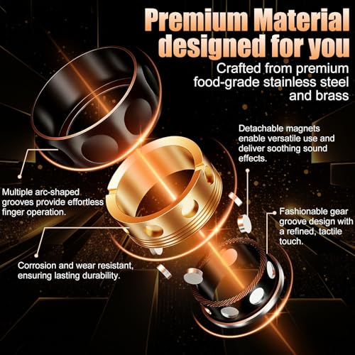 7JI Fidget Spinner Ring for Stress ReliefAdjustable Magnetic Stainless Steel EDC Toy with Relaxing SoundsADHD Anxiety ReliefIdeal for Adults Teens Office Work Unique Gifts - Image 5