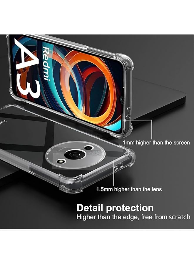 إيروريكس 1+2 قطعة متوافقة مع Xiaomi Redmi A3 Xiaomi Poco C61 حافظة وواقي شاشة مطلي بالبولي يوريثان الحراري غطاء زجاجي مقوى ناعم مع غطاء 360 درجة مضاد للخدش ومضاد للتصادم أسود - Image 5