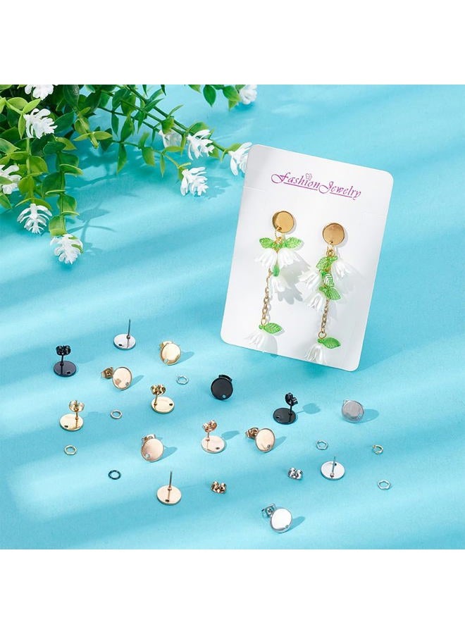 UNICRAFTALE 40 Pieces (20 Pairs) 4 Mixed Color Stainless Steel Earrings 0.8 mm Flat Pin Round Earrings with Ear Nuts Results Components - Image 4