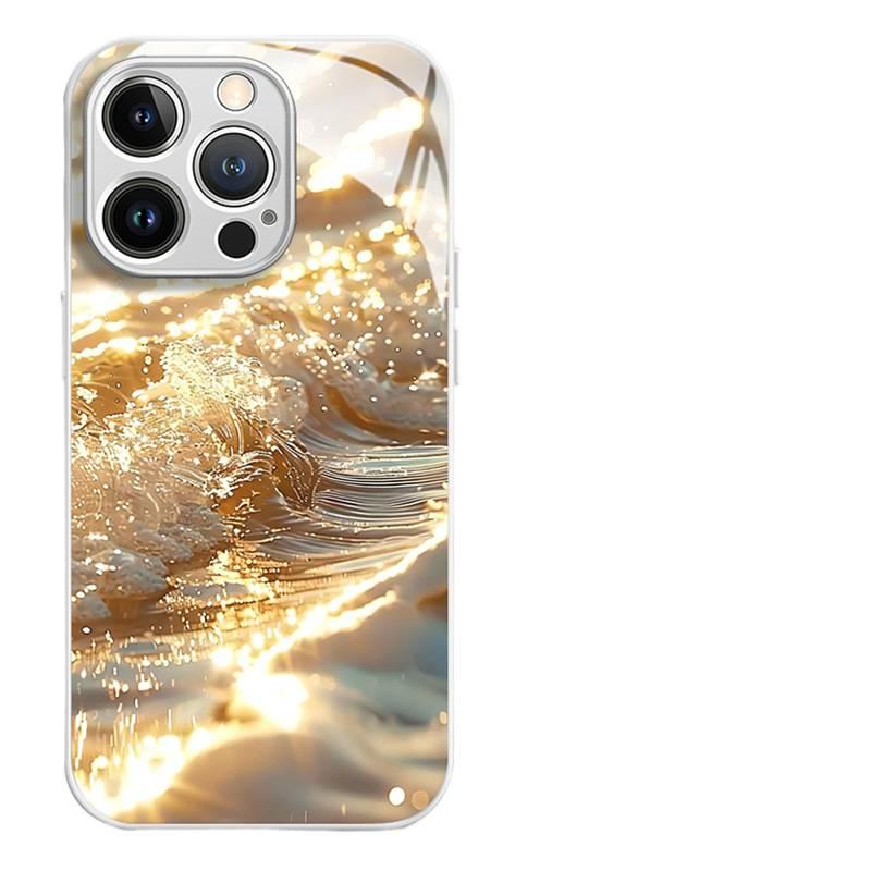 MS Glass Protective Case for Redmi Note 13 Pro with Cartoon Pattern and Shockproof plus Shockproof plus Drop Protection plus Scratch Resistant in Gold - Image 1