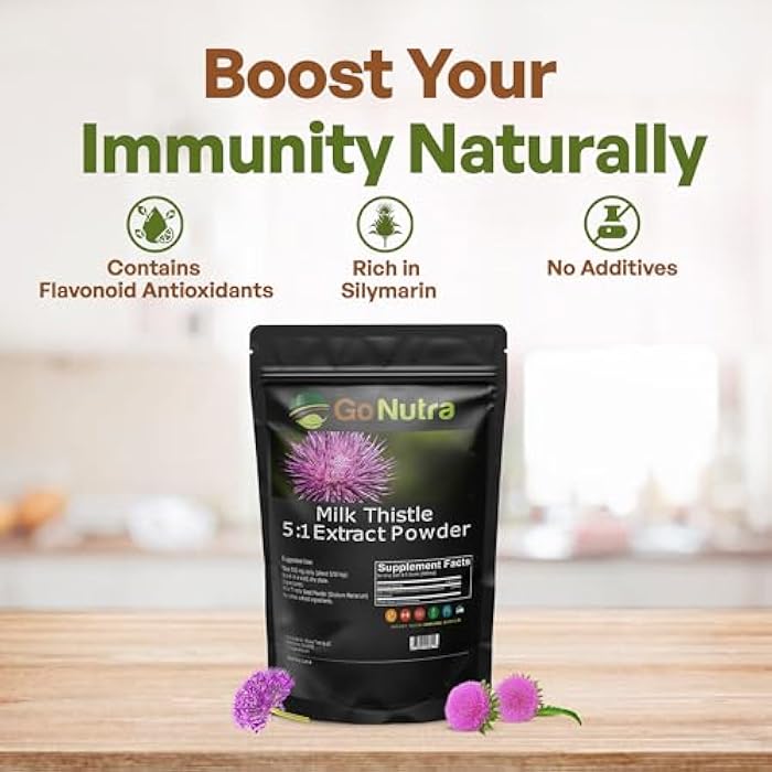 Go Nutra Milk Thistle Powder 1 lb. | Milk Thistle Extract 10:1 Strength Silymarin | Silybum Marianum Herbal Supplement Non-GMO - Image 2