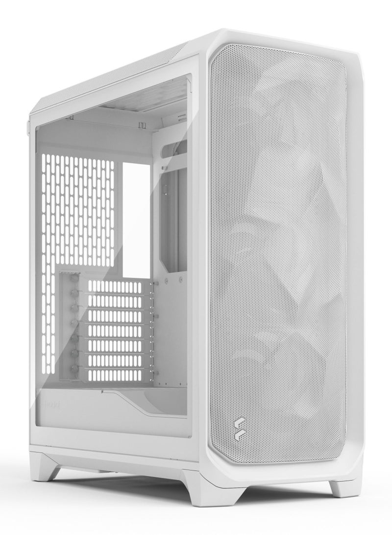 Fractal Design Meshify 3 White TG Clear Tint Mid-Tower ATX PC Case, 3×140mm Fans Included, Tempered Glass Side Panel, USB-C 20Gbps Front I/O, High-Airflow Mesh Front, White | FD-C-MES3A-04 - Image 1