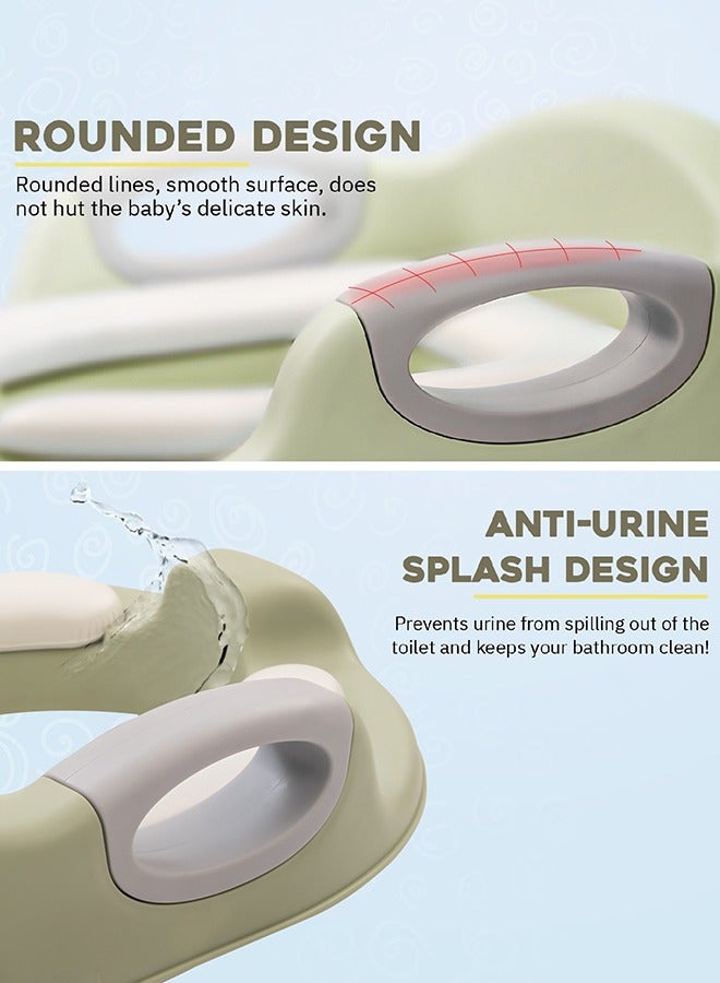 بيبي مقعد تدريب الأطفال على المرحاض من بايبي ميلانو للأطفال، مقعد المرحاض الغربي للطفل مع مقبض، مقعد وسادة مقعد تدريب المرحاض مع مقعد مريح للأطفال من عمر 1 إلى 5 سنوات، أخضر - Image 5