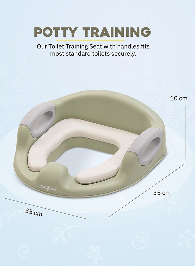 بيبي مقعد تدريب الأطفال على المرحاض من بايبي ميلانو للأطفال، مقعد المرحاض الغربي للطفل مع مقبض، مقعد وسادة مقعد تدريب المرحاض مع مقعد مريح للأطفال من عمر 1 إلى 5 سنوات، أخضر - Image 3
