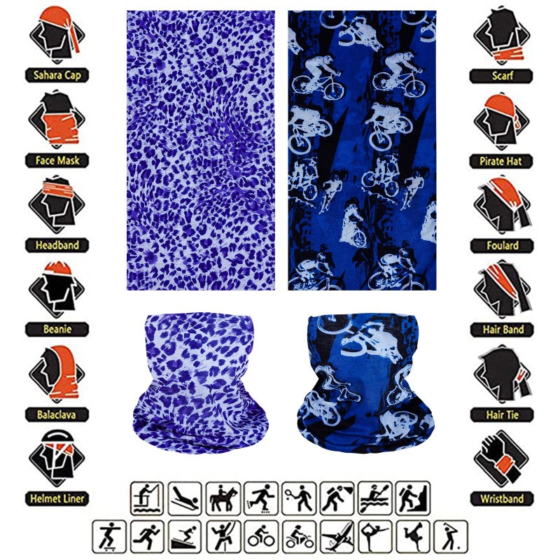 Cutewing Neck Gaiter Masks Tube Scarf,10PCS Seamless Face Covering Gator Masks,Blue Ourdoor Face Mask Tube Bandanas Magic Headband UV Headwrap Balaclavas for Sports Workout Fitness - Image 2
