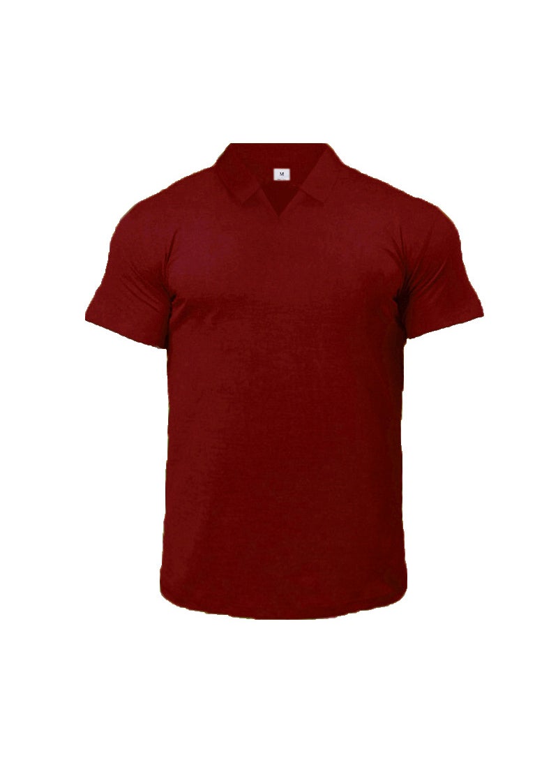 1 x 5 pcs Slim Fit V-Neck Polo for Men Summer Burgundy - pzsku/Z742D4D66FB67F35842FEZ/45/_/1741688318/9e2e7e23-3e93-4a3b-bf17-c16016435653