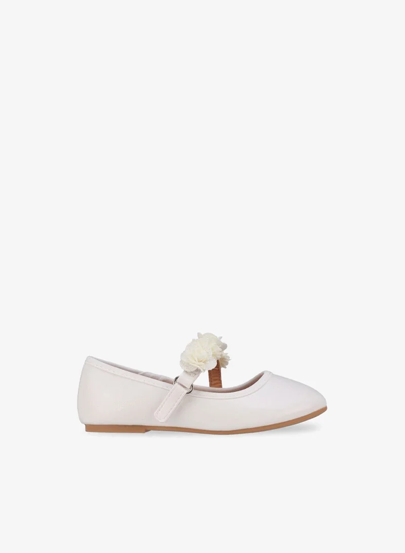 Flora Bella By Shoexpress Girls Floral Embellished Hook & Loop Ballerina Shoes