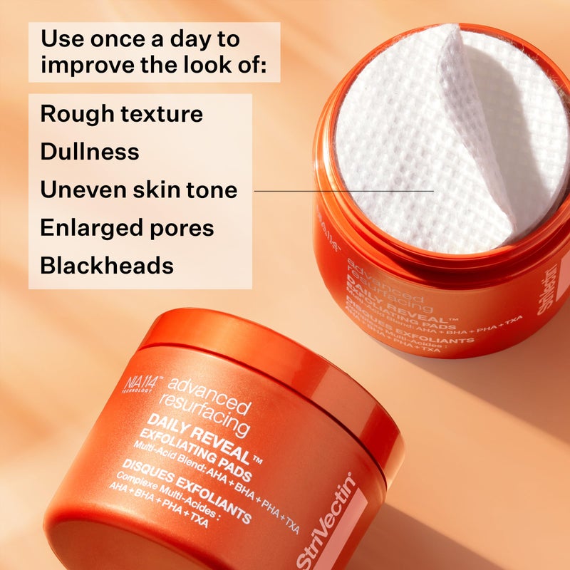 StriVectin Advanced Resurfacing Daily Reveal Exfoliating Face Pads, Visibly Smooths and Brightens Skin, Reduces Blackheads, Salicylic Acid, 60 Count - Image 2