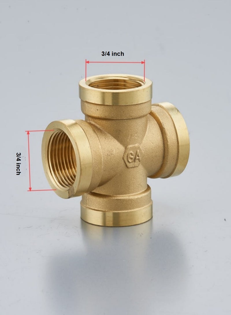 GA  2 Pcs set,  Brass Female Cross 1/2 inch Brass Plumbing Fittings Set, High-Purity Copper Alloy, BSPT Thread Standard - Image 3
