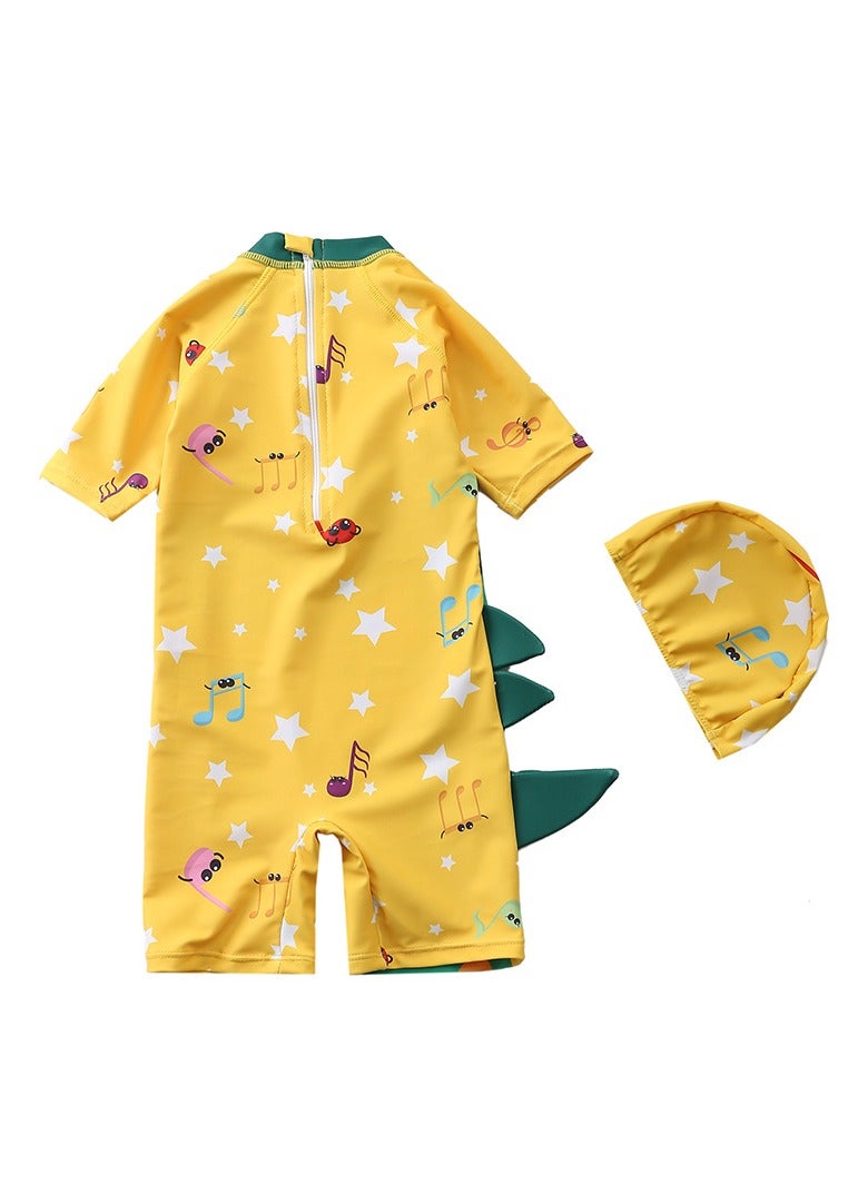SISGL Children's Swimsuit For Boys Dinosaur Design Short Sleeve With Cap One Piece Surfing Suit Baby Swimming Pool Boy Swimsuit - Image 2