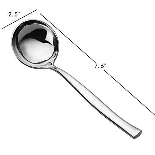 Yesdate 7.6-Inch Small Ladles for Serving Sauce, Stainless Steel Gravy Ladle Soup Spoon, Set of 4 - Image 2