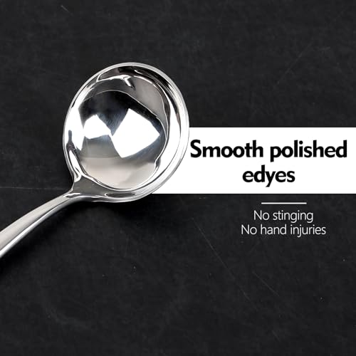 Yesdate 7.6-Inch Small Ladles for Serving Sauce, Stainless Steel Gravy Ladle Soup Spoon, Set of 4 - Image 5