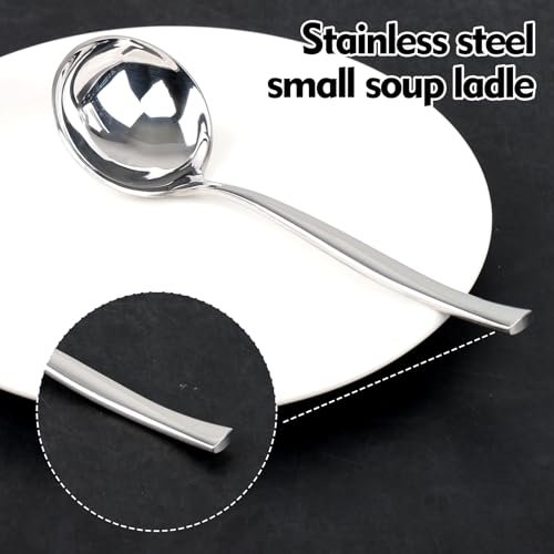 Yesdate 7.6-Inch Small Ladles for Serving Sauce, Stainless Steel Gravy Ladle Soup Spoon, Set of 4 - Image 3