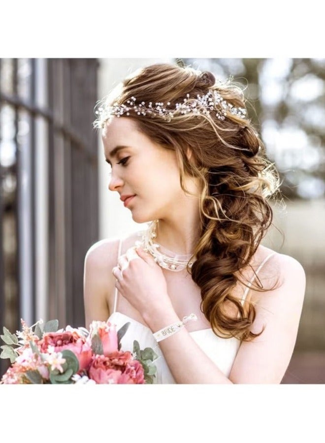 أوشن مجموعة أسوار عروس بيضاء +10 قطع فريق الوردي أسوار عروس، مع حروف ذهبية روز، لحفلة العزوبية، زفاف زفاف زفاف دش زخرفة، عروس دش - Image 3