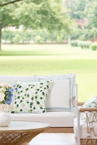 Hofdeco Premium Coastal Patio Indoor Outdoor Throw Pillow Cover Only 20x20 Water Repellent for Backyard Couch Green Leopard with Piping - Image 3