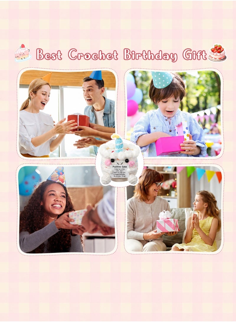 MAIDI Positive Pocket Birthday Cake Doll, Funny Emotional Support Knitted Cake Toy with Positive Card, Woolen Crochet, Cheer Up Graduation Gift, Encouragement for Friends - Image 4