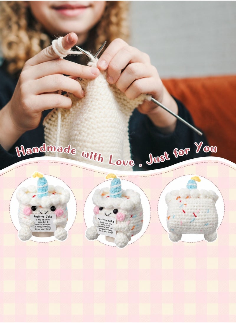 MAIDI Positive Pocket Birthday Cake Doll, Funny Emotional Support Knitted Cake Toy with Positive Card, Woolen Crochet, Cheer Up Graduation Gift, Encouragement for Friends - Image 2