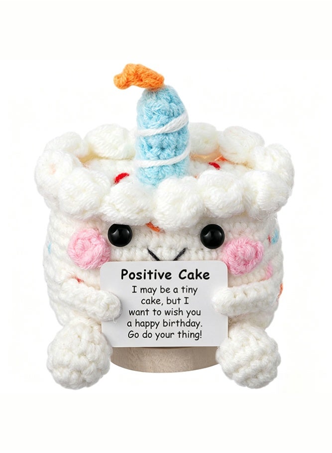 MAIDI Positive Pocket Birthday Cake Doll, Funny Emotional Support Knitted Cake Toy with Positive Card, Woolen Crochet, Cheer Up Graduation Gift, Encouragement for Friends - Image 1