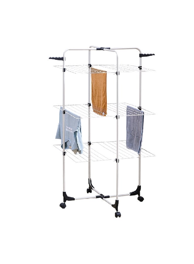 Freestanding Foldable Cloths Drying Rack with Wheels Silver and Black 134 x 68 x 68 cm 114601