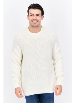Jules Men Crew Neck Knitted Sweater, Ivory  - Image 1