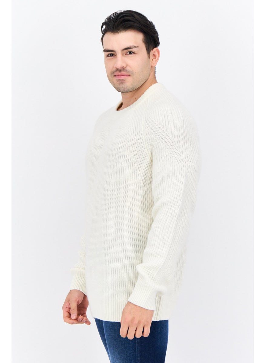 Jules Men Crew Neck Knitted Sweater, Ivory  - Image 2