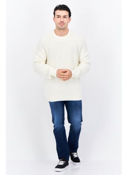 Jules Men Crew Neck Knitted Sweater, Ivory  - Image 4